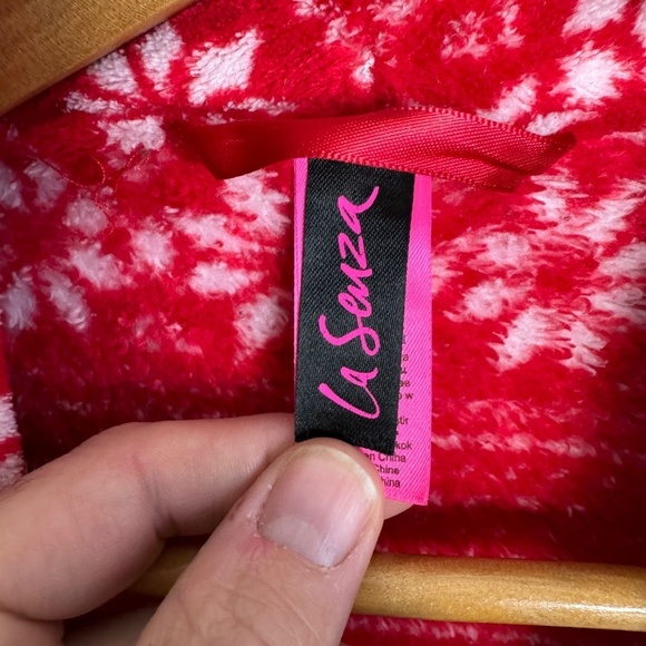 La Senza Women's Holiday Fleece Short Robe Red Size L/XL‎ *Missing belt tie - Picture 4 of 15
